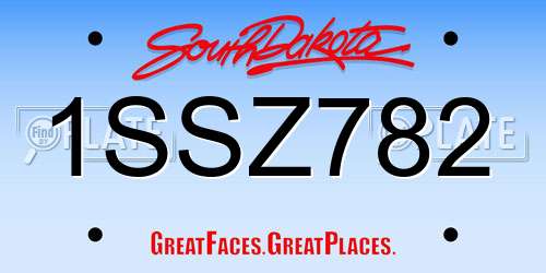 1SSZ782 South Dakota License Plate