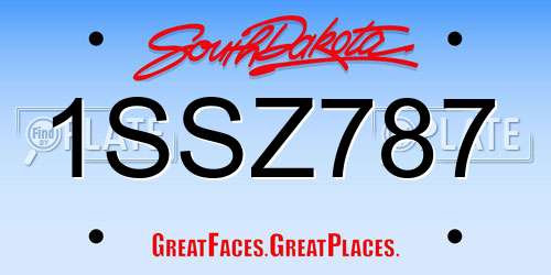 1SSZ787 South Dakota License Plate