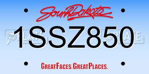 1SSZ850 South Dakota License Plate