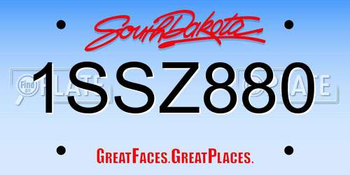 1SSZ880 South Dakota License Plate