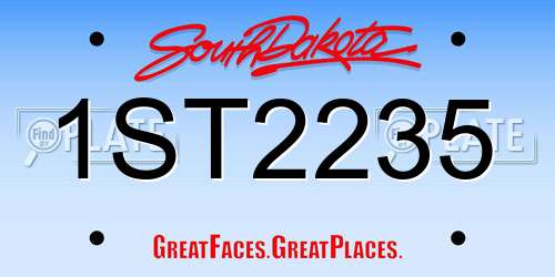 1ST2235 South Dakota License Plate
