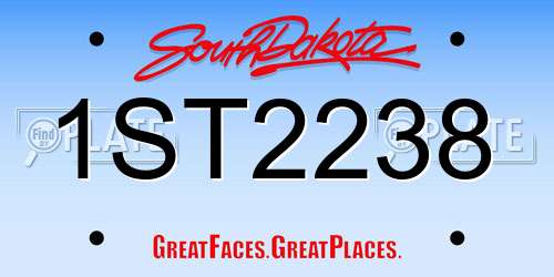 1ST2238 South Dakota License Plate