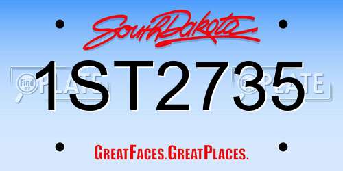 1ST2735 South Dakota License Plate