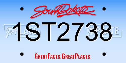 1ST2738 South Dakota License Plate