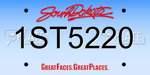 1ST5220 South Dakota License Plate