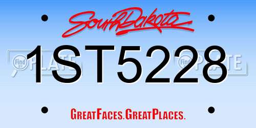 1ST5228 South Dakota License Plate