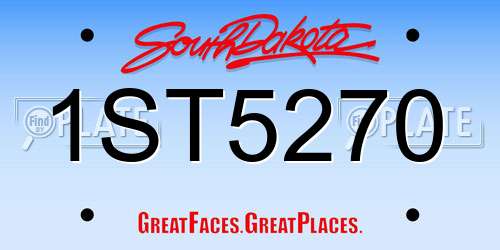 1ST5270 South Dakota License Plate
