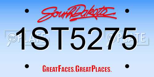 1ST5275 South Dakota License Plate