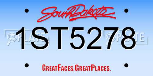1ST5278 South Dakota License Plate