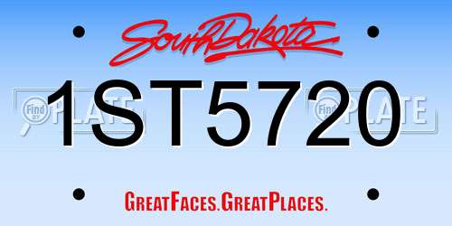 1ST5720 South Dakota License Plate