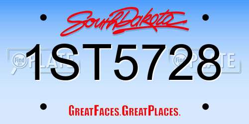 1ST5728 South Dakota License Plate