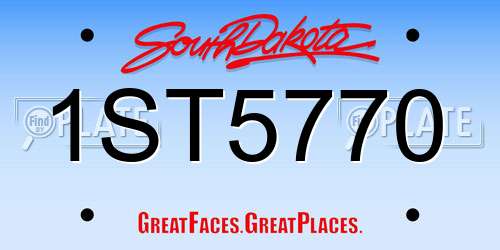 1ST5770 South Dakota License Plate