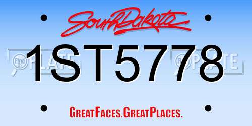 1ST5778 South Dakota License Plate