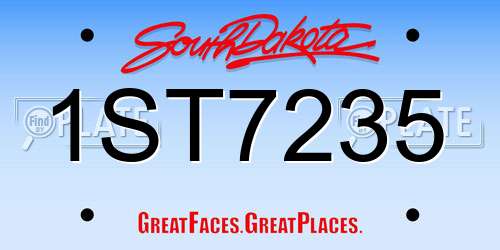 1ST7235 South Dakota License Plate
