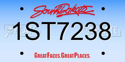 1ST7238 South Dakota License Plate