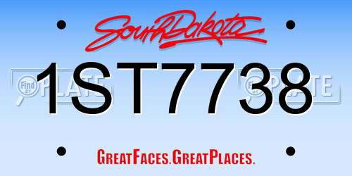 1ST7738 South Dakota License Plate