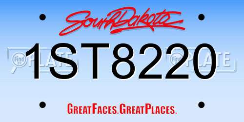 1ST8220 South Dakota License Plate