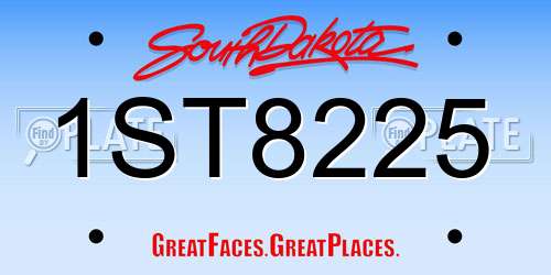1ST8225 South Dakota License Plate