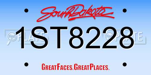 1ST8228 South Dakota License Plate
