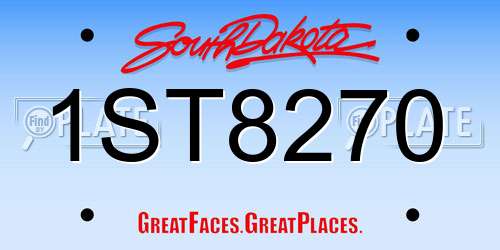 1ST8270 South Dakota License Plate