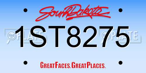 1ST8275 South Dakota License Plate