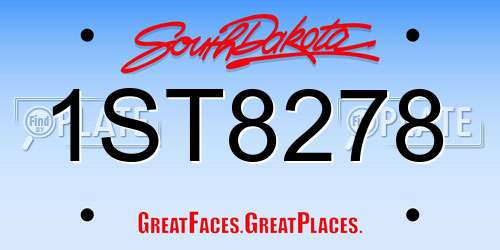 1ST8278 South Dakota License Plate