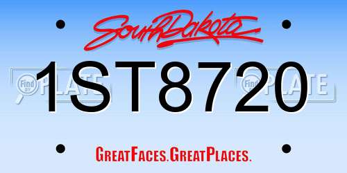 1ST8720 South Dakota License Plate