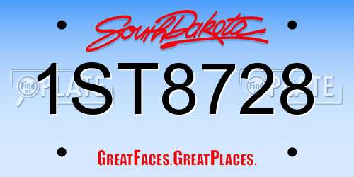 1ST8728 South Dakota License Plate