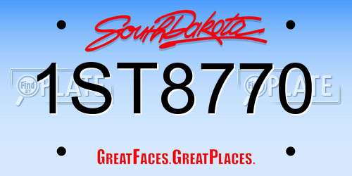 1ST8770 South Dakota License Plate