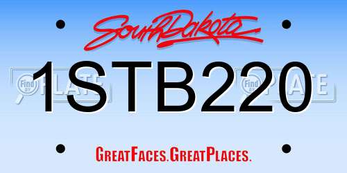 1STB220 South Dakota License Plate