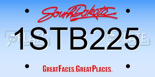 1STB225 South Dakota License Plate