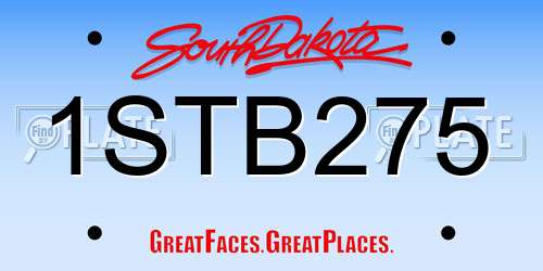 1STB275 South Dakota License Plate