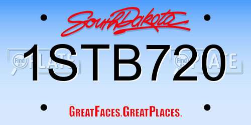 1STB720 South Dakota License Plate