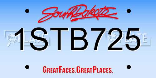 1STB725 South Dakota License Plate