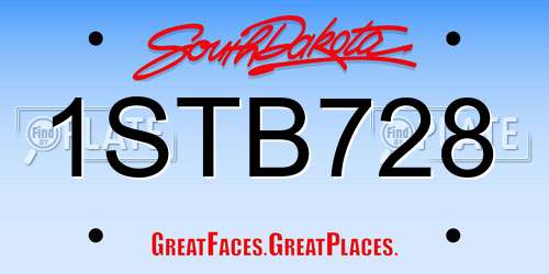 1STB728 South Dakota License Plate