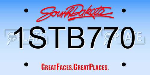 1STB770 South Dakota License Plate