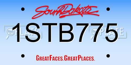 1STB775 South Dakota License Plate