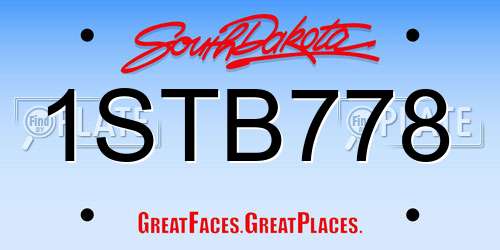 1STB778 South Dakota License Plate