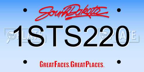 1STS220 South Dakota License Plate