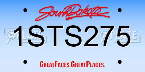1STS275 South Dakota License Plate