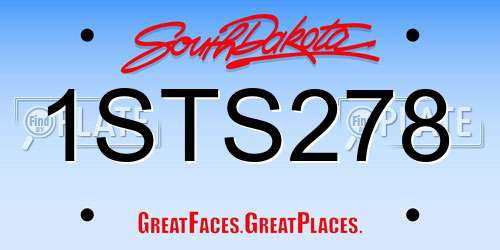 1STS278 South Dakota License Plate