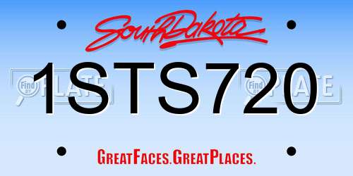 1STS720 South Dakota License Plate