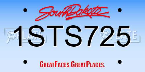1STS725 South Dakota License Plate