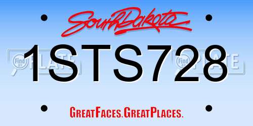1STS728 South Dakota License Plate