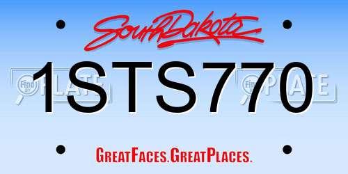 1STS770 South Dakota License Plate