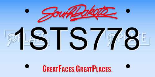 1STS778 South Dakota License Plate