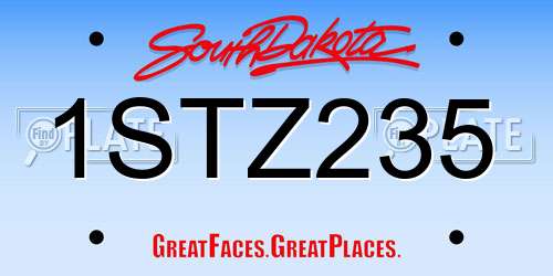 1STZ235 South Dakota License Plate