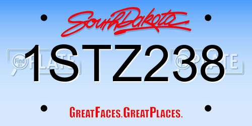 1STZ238 South Dakota License Plate