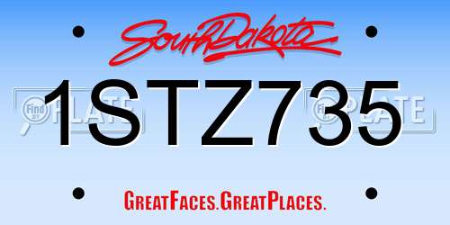 1STZ735 South Dakota License Plate