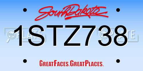 1STZ738 South Dakota License Plate